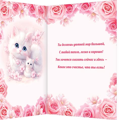 Любимой маме (котик в розовых тонах)