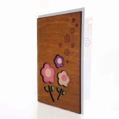 Деревянная открытка Цветы