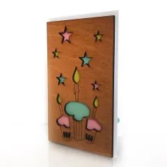 Деревянная открытка Три кекса